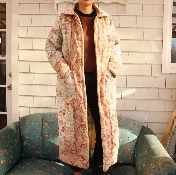 Handmade Jackets & Blazers - Upcycled Patchwork Quilt Duster Jacket Vintage M • L